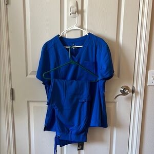 Med Couture Blue Boxy Short Sleeve Blouse with Mandarin Collar